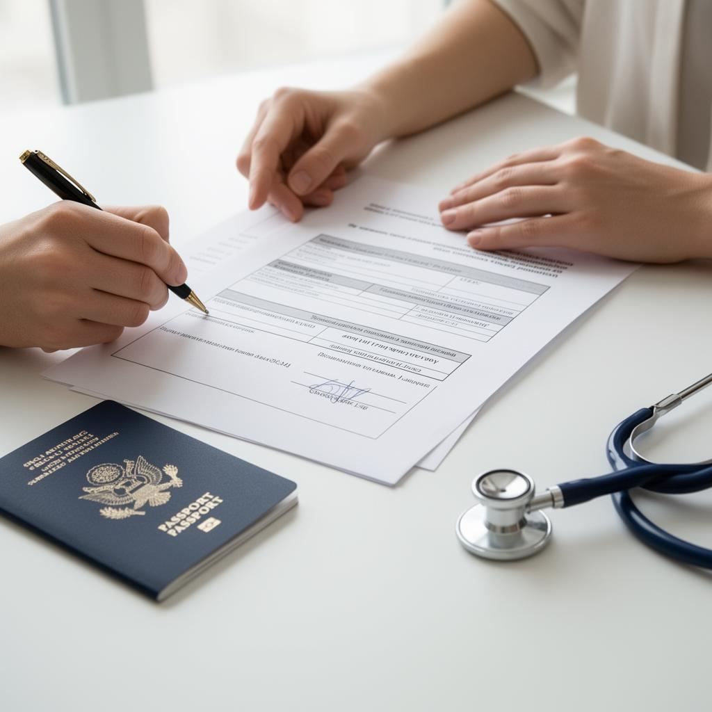 Insurance coordination — passport and medical paperwork